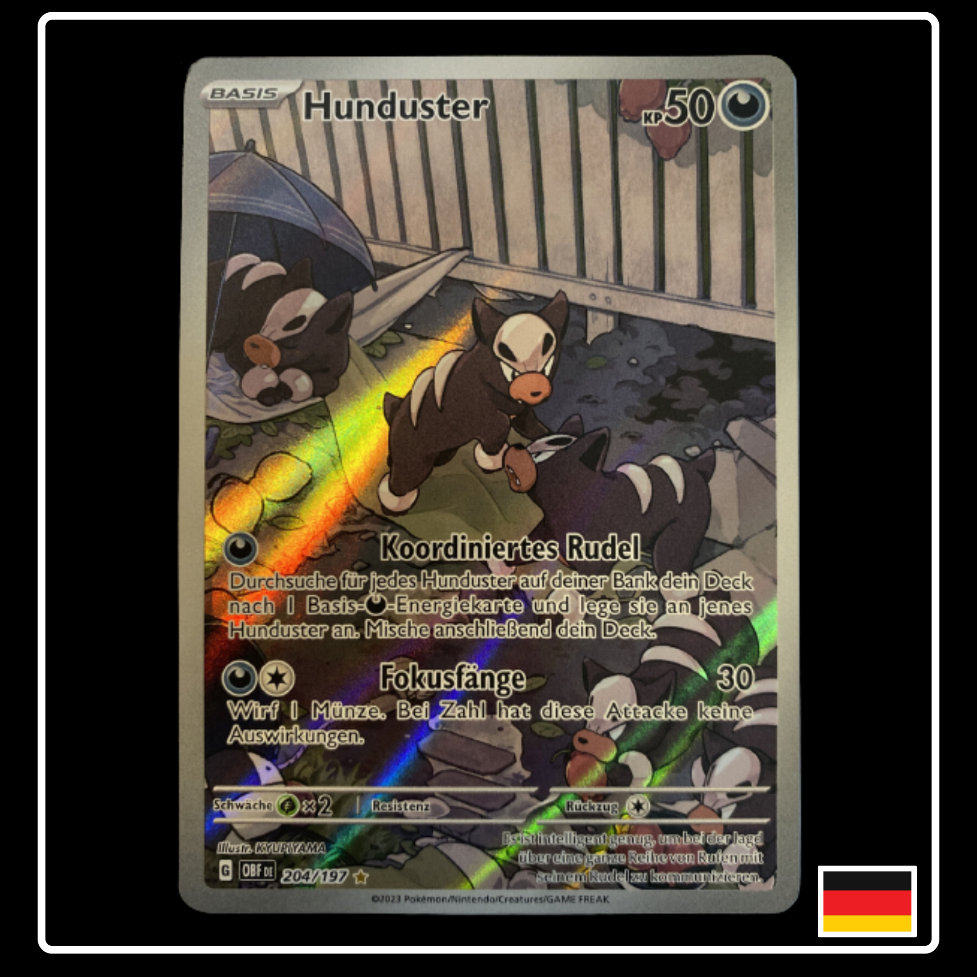 Hunduster Art Rare Deutsch 204/197 Obsidian Flammen PokeDirris Hunduster Art Rare Deutsch 204/197 Obsidian Flammen PokeDirris