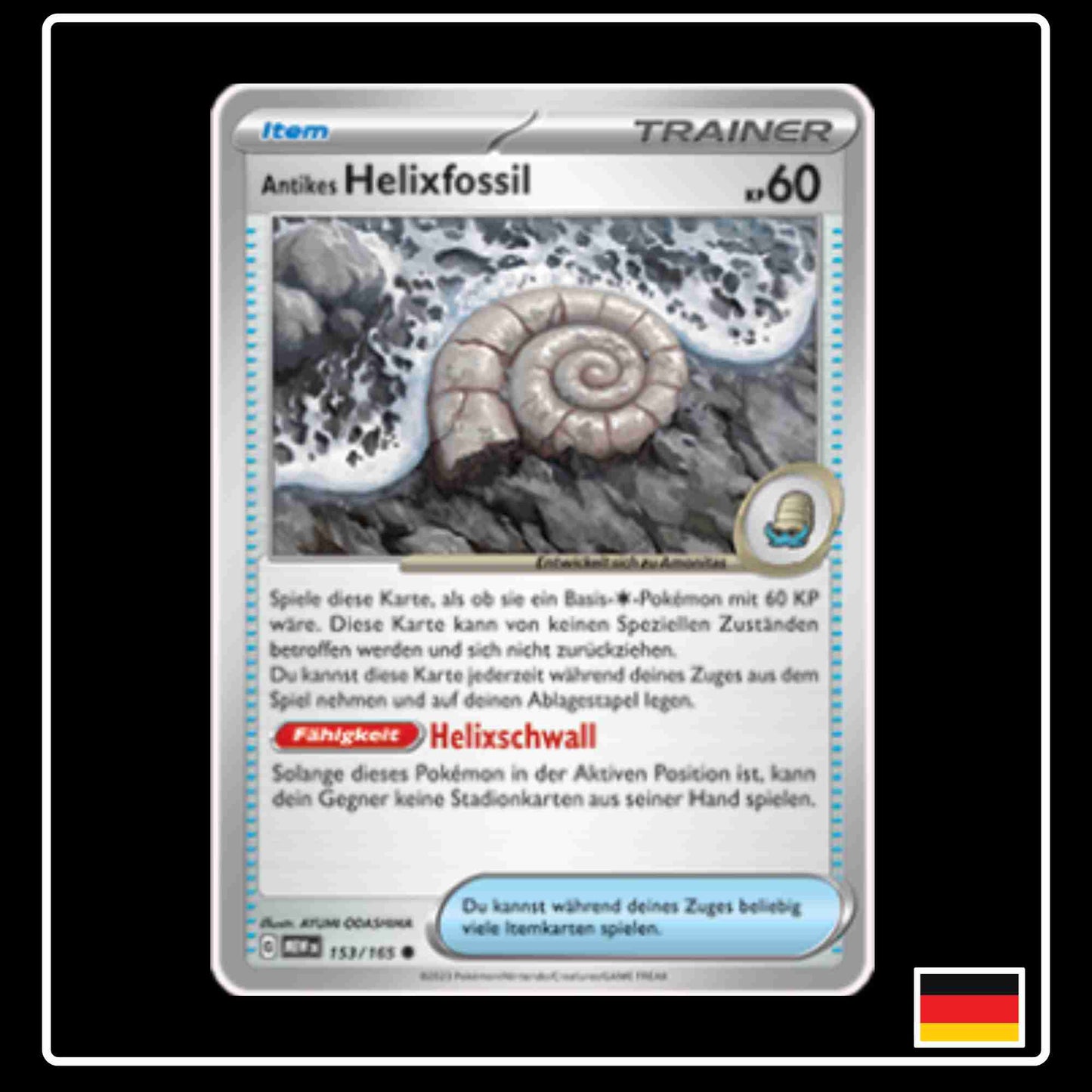 Antikes Helixfossil 153/165 aus dem Pokemon Set Karmesin & Purpur 151