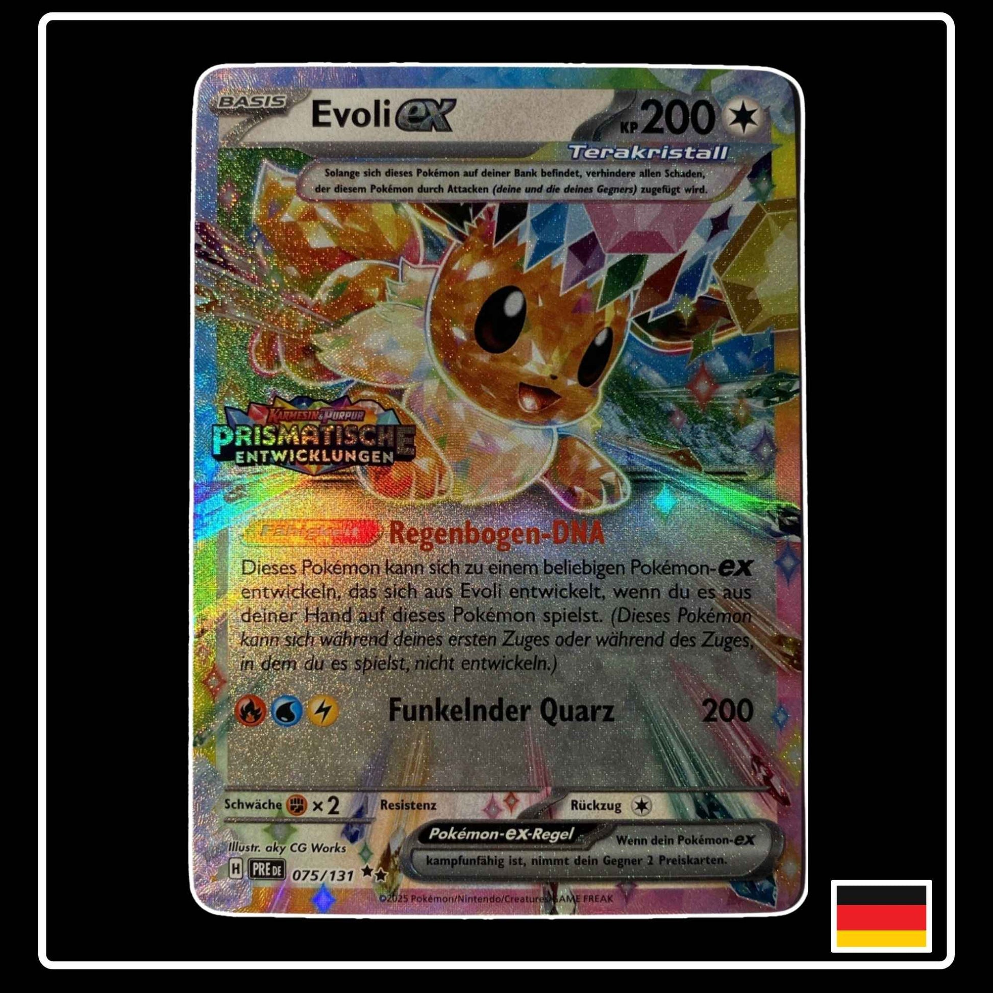 Evoli STAMP PROMO Pokémon Karte – Prismatische Entwicklungen, Deutsch, holografisch, selten