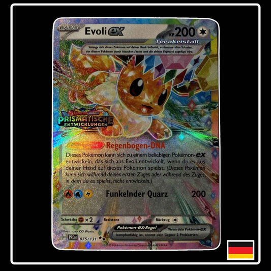 Evoli STAMP PROMO Pokémon Karte – Prismatische Entwicklungen, Deutsch, holografisch, selten