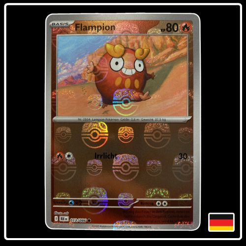 Flampion Meisterball 013/086 Pokemon Schwarze Blitze