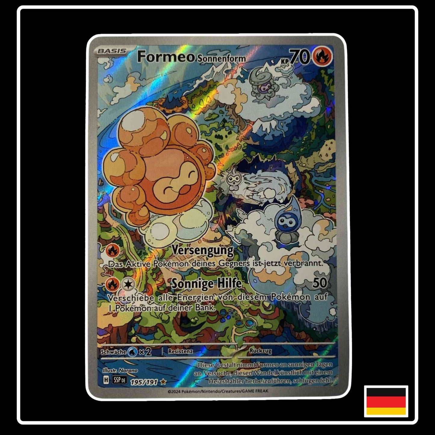 Formeo Sonnenform Illustration Rare 195/191 Pokemon Stürmische Funken