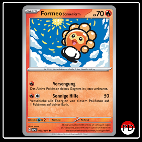 Formeo Sonnenform 020/191 Pokemon Stürmische Funken Sammelkarten