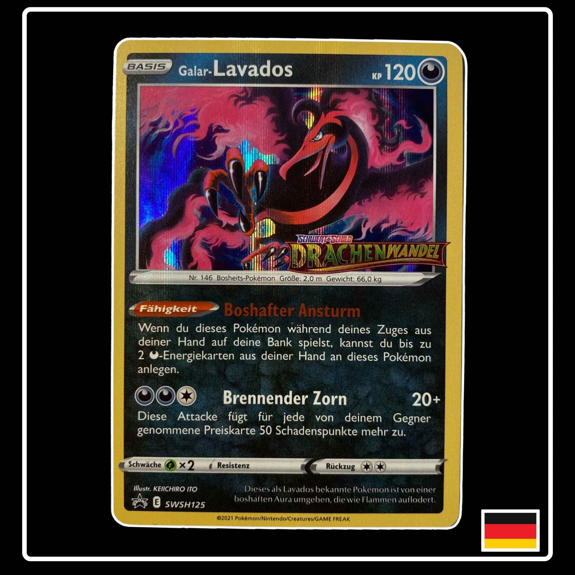 Galar-Lavados Promo Pokémon Karte – Drachenwnadel, Deutsch, holografisch, selten