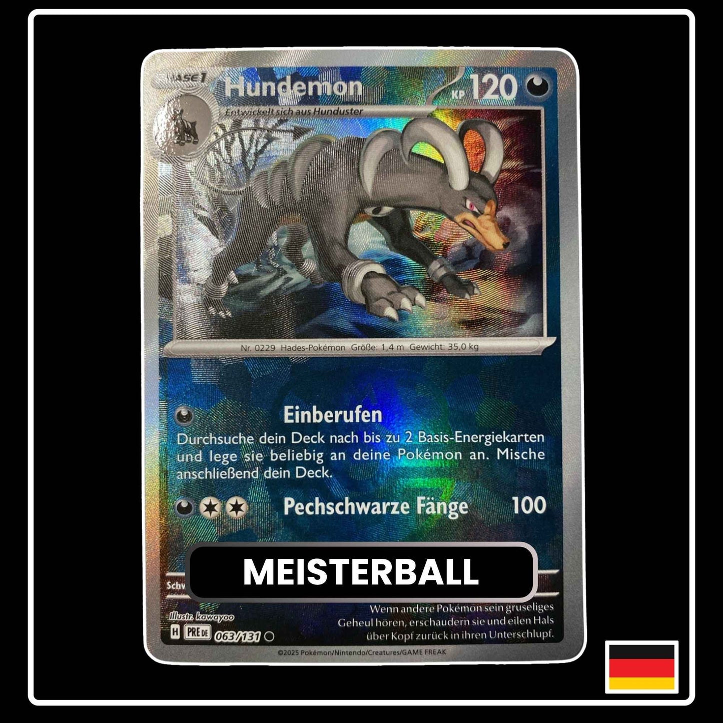 Hundemon Meisterball Pokémon Karte – Prismatische Entwicklungen, Deutsch, holografisch, selten