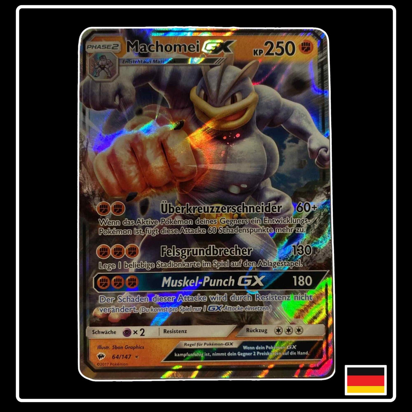 Machomei GX 64/147 Pokemon Nacht im Flammen