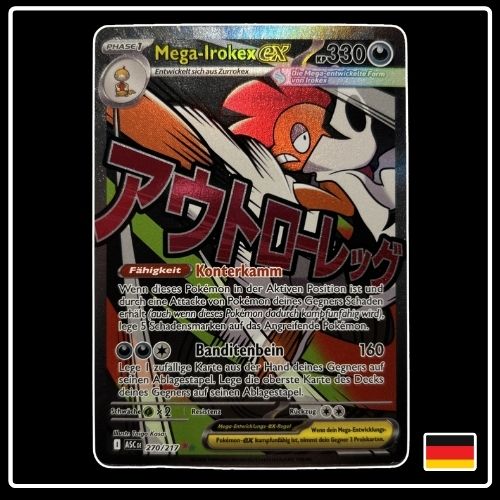 Mega-Irokex ex Mega Attack Rare 270/217 Pokemon Erhabene Helden