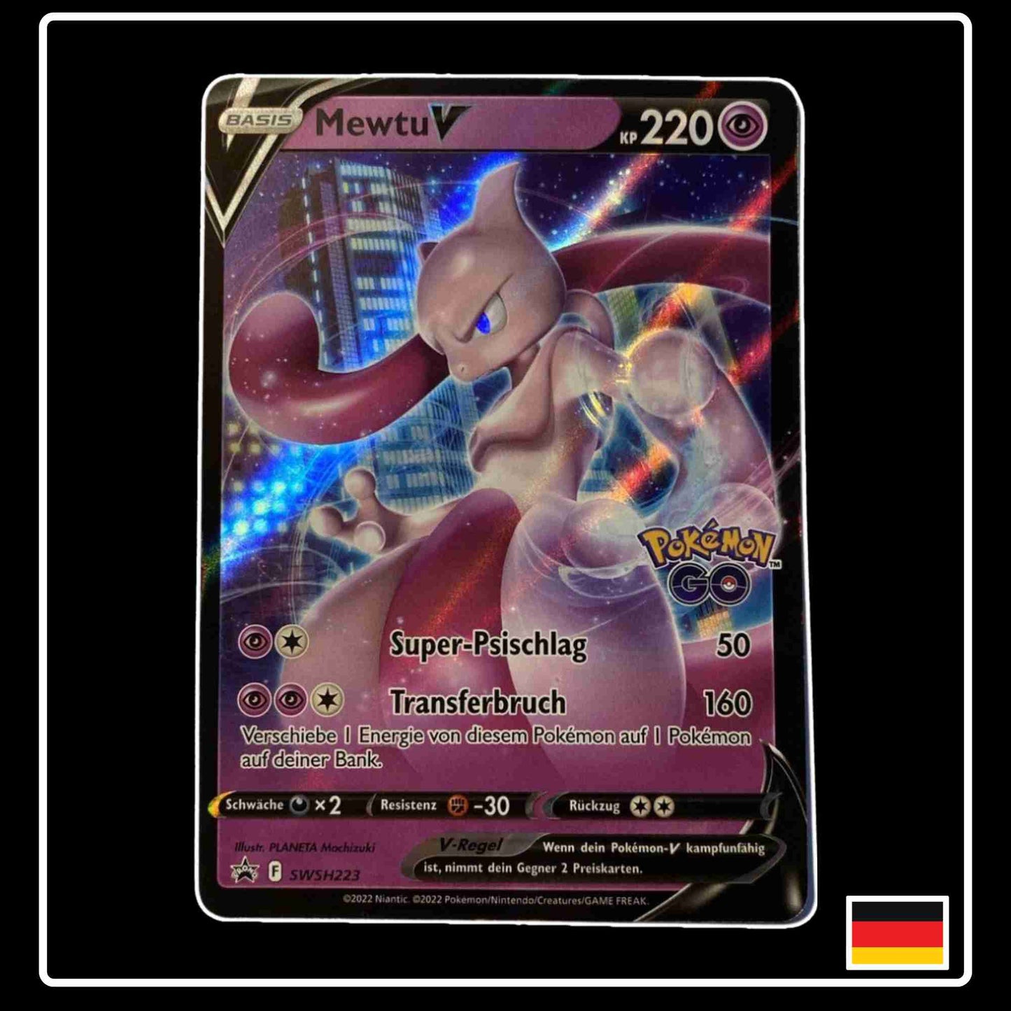 Mewtu V SWSH223 Pokemon Karte aus Schwert & Schild