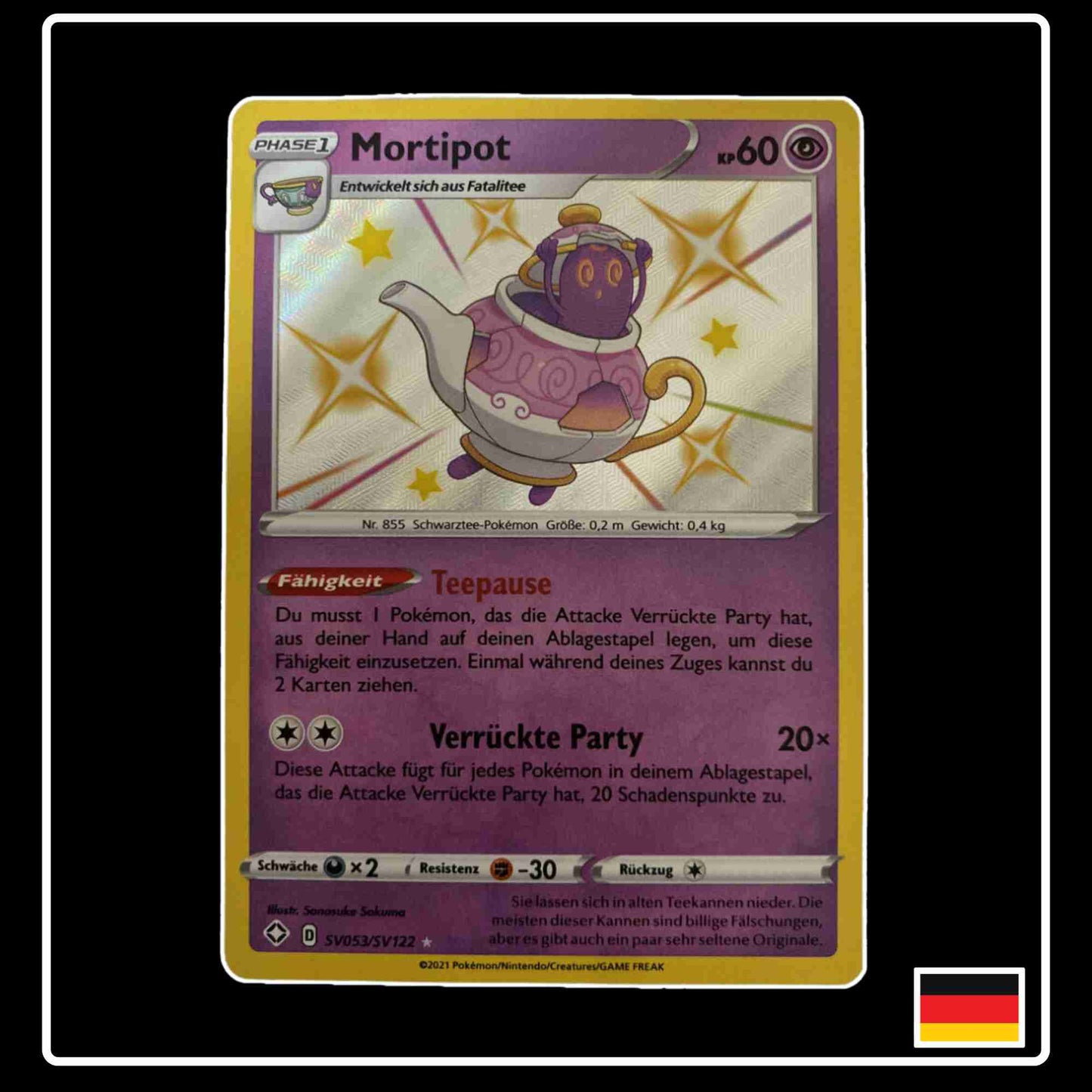 Pokemon Karte Mortipot Shiny SV053/SV122 aus dem Schwert & Schild Set Glänzendes Schicks