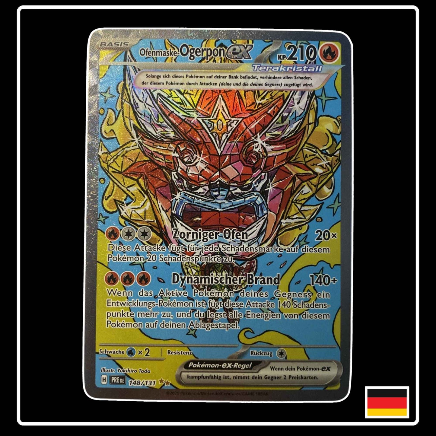 Ofenmaske-Ogerpon Special Illustration Rare Pokémon Karte – Prismatische Entwicklungen, Deutsch, holografisch, selten