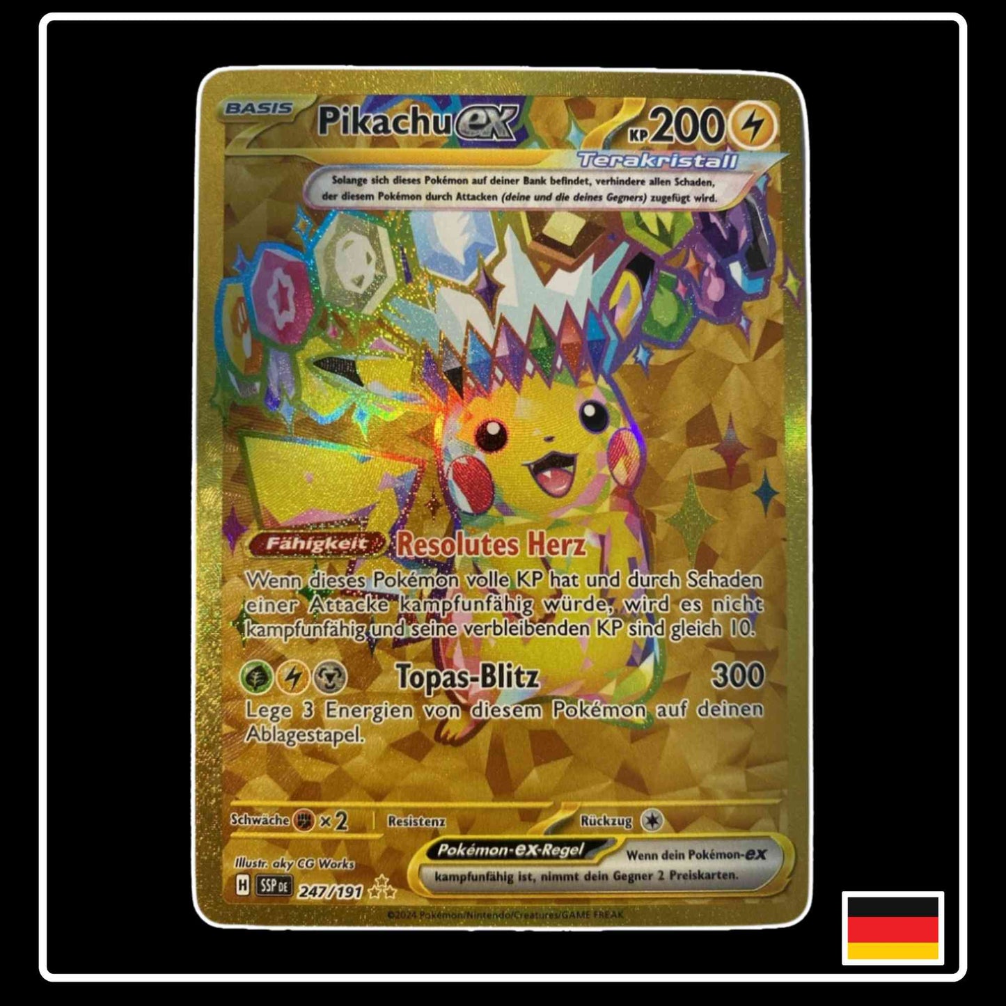 Pikachu ex GOLD 247/191 Pokemon Stürmische Funken