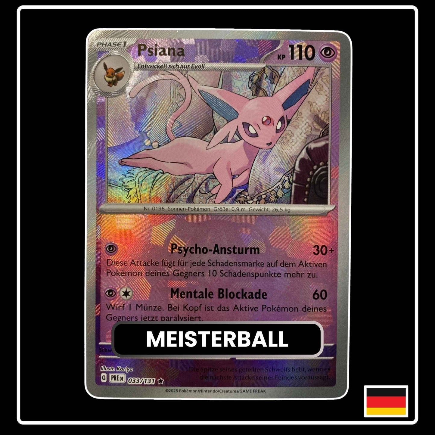 Psiana Meisterball Pokémon Karte – Prismatische Entwicklungen, Deutsch, holografisch, selten