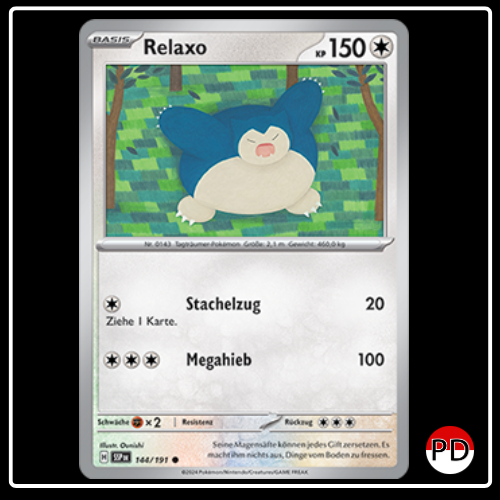 Relaxo 144/191 Pokemon Stürmische Funken