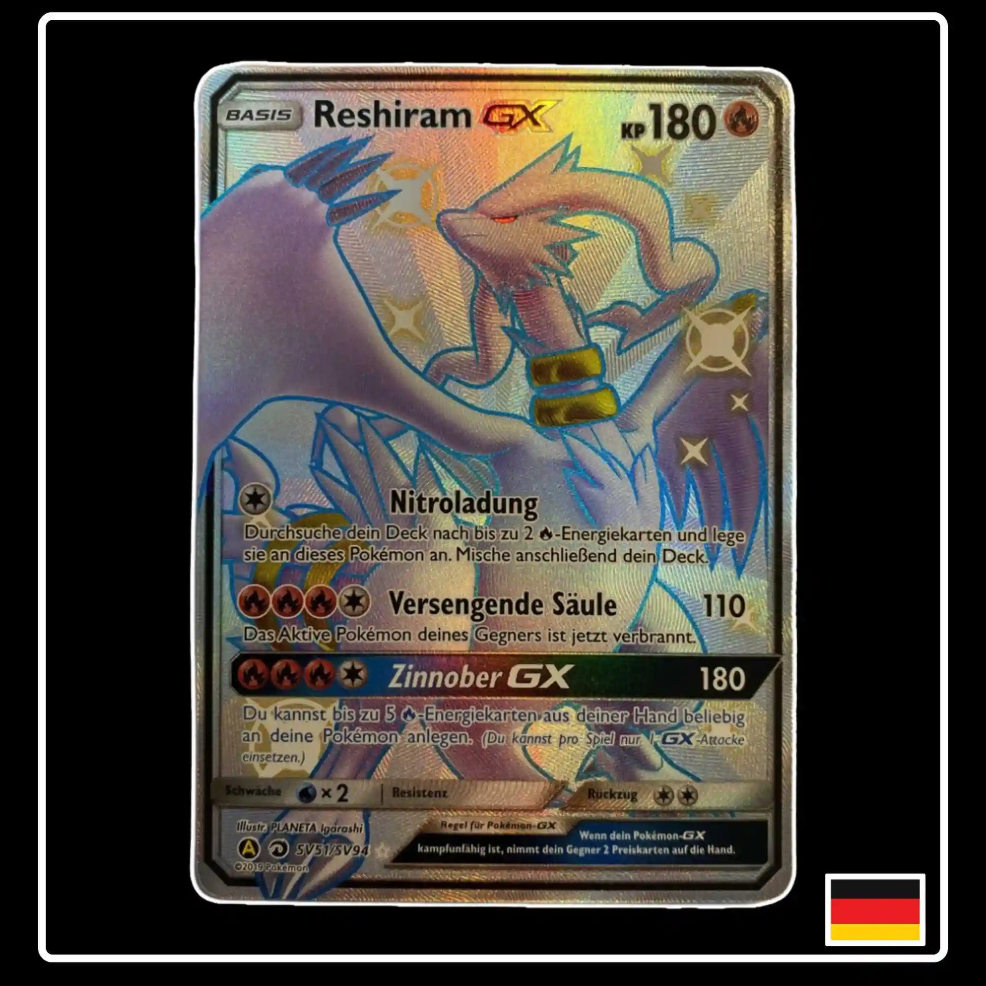 Reshiram GX Shiny SV51 Pokemon Verborgenes Schicksal