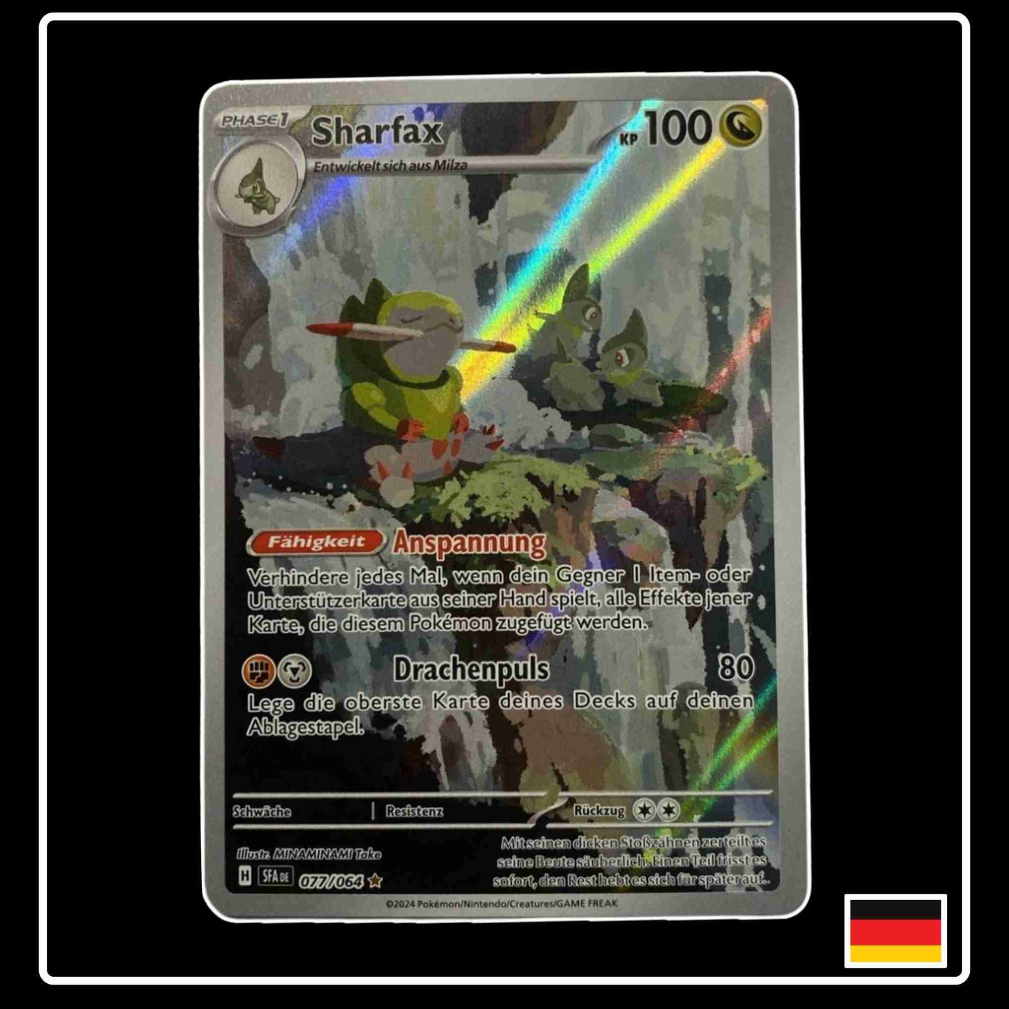 Sharfax Illustration Rare seltene Pokemon Karte 077/064 aus dem Karmesin & Purpur Set Nebel der Sagen