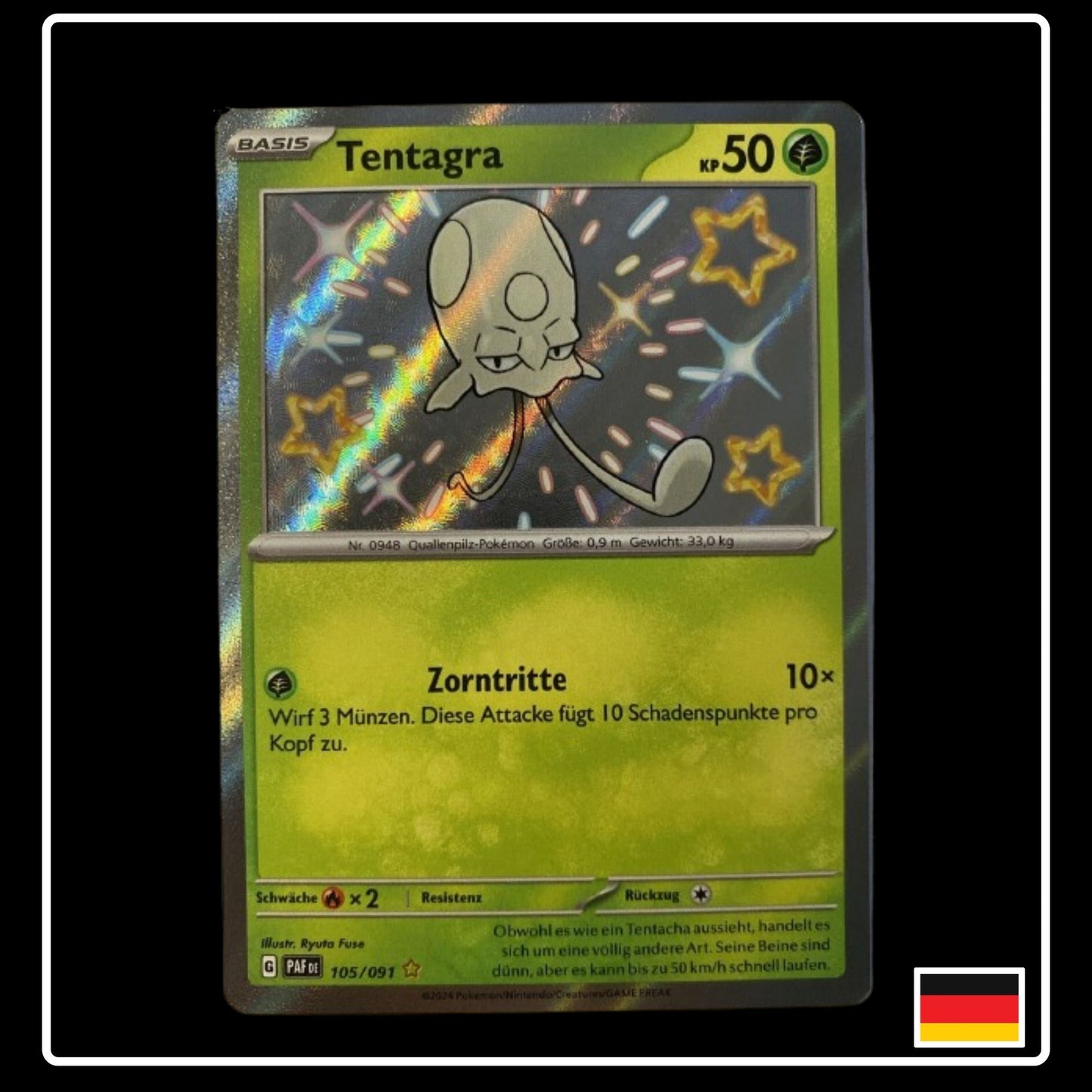 Shiny Tentagra Pokemon Karte aus Paldeas Schicksale in Deutsch