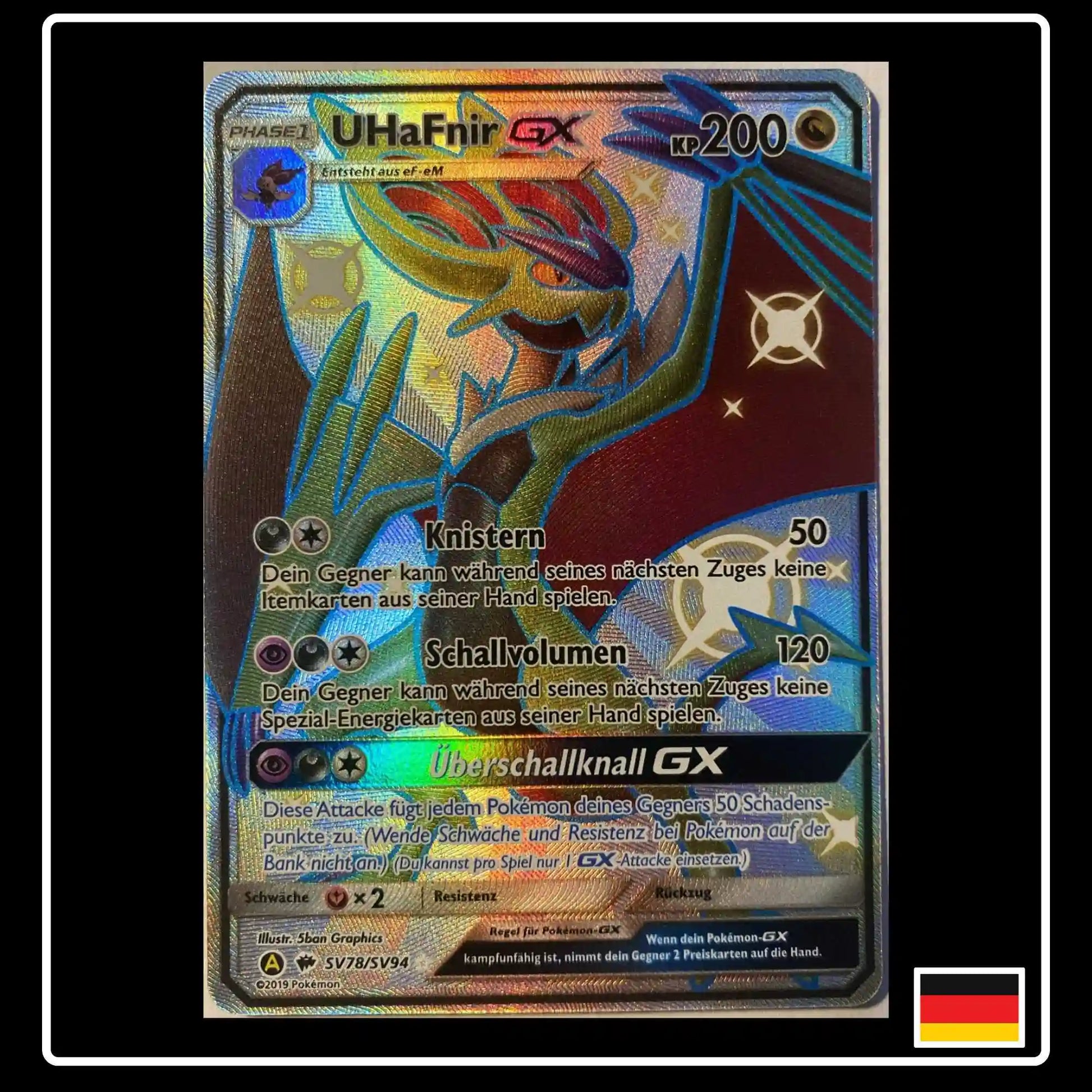 UHaFnir GX Shiny SV78 Pokemon Verborgenes Schicksal