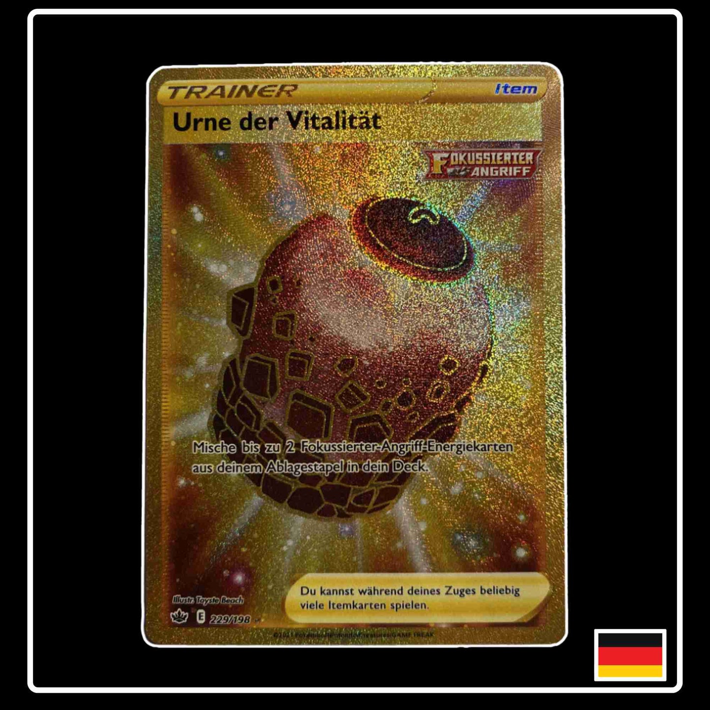 Pokemon Karte Urne der Vitalität GOLD 229/198 aus dem Schwert & Schild Set Schaurige Herrschaft