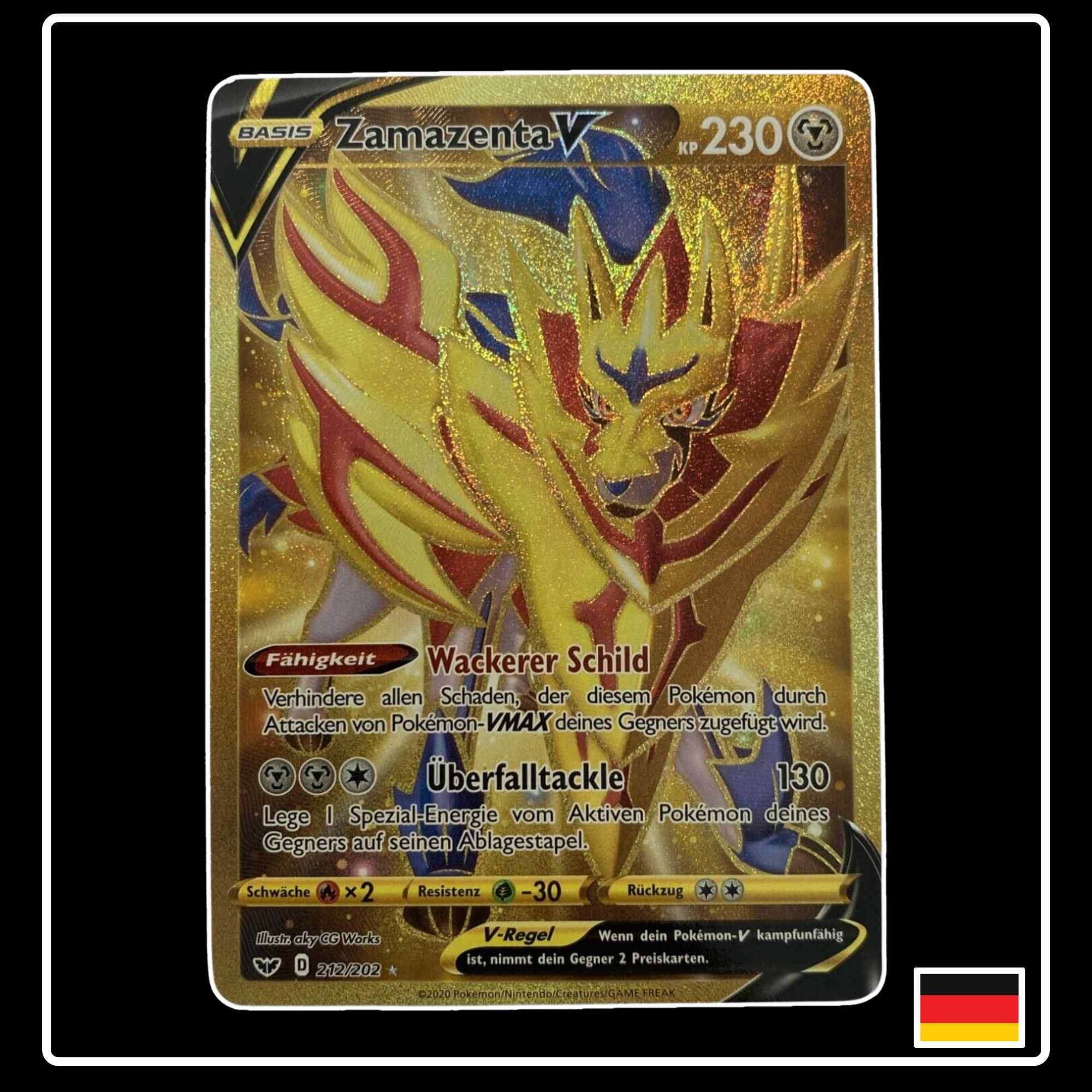 pokemon card zamazenta v gold Zamazenta V GOLD Deutsch 212/202 Schwert & Schild – PokeDirris