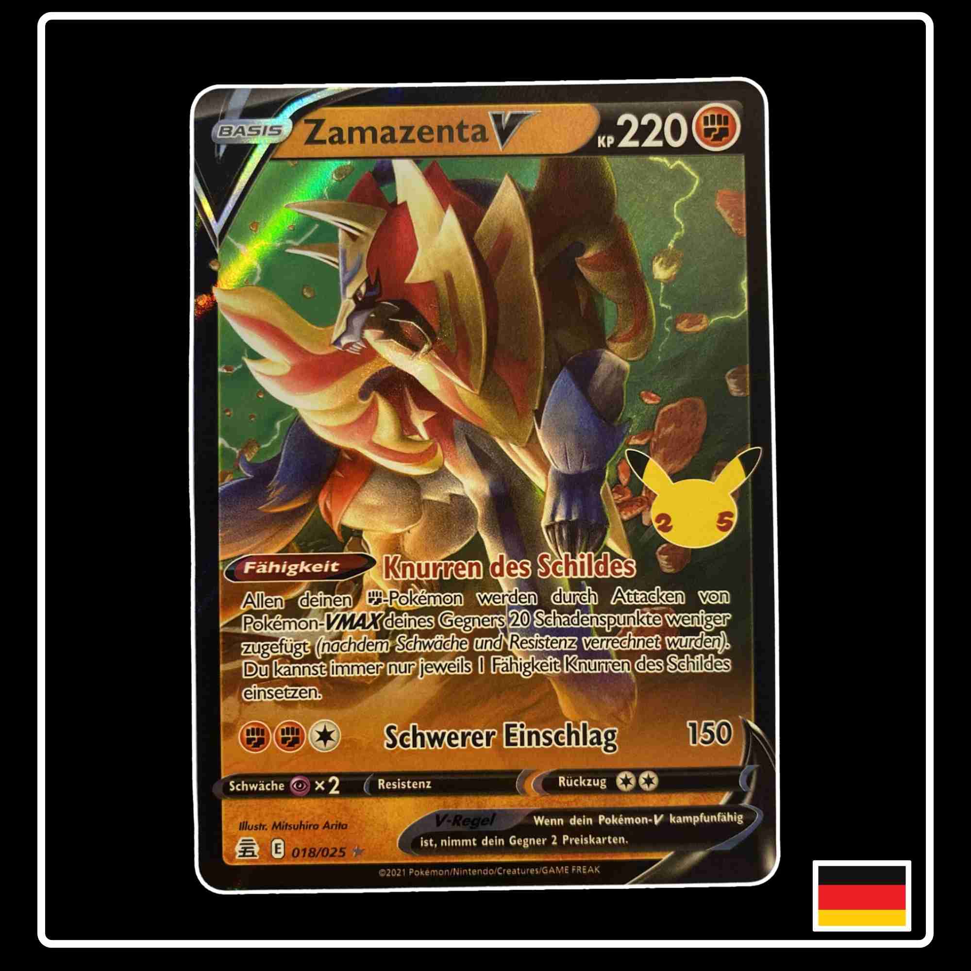 Zamazenta V - 018/025 Ultra Rare Pokemon Card (Celebrations Set) - Near Mint/Mint Condition Zamazenta V - 018/025 Ultra Rare Pokemon Card (Celebrations Set) - Near Mint/Mint Condition