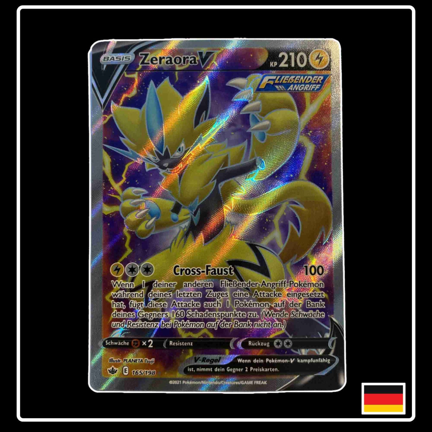 Pokemon Karte Zeraora V Full Art 165/198 aus dem Schwert & Schild Set Schaurige Herrschaft