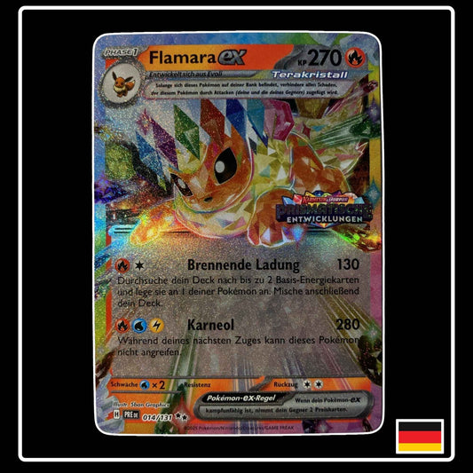 Flamara STAMP PROMO Pokémon Karte – Prismatische Entwicklungen, Deutsch, holografisch, selten