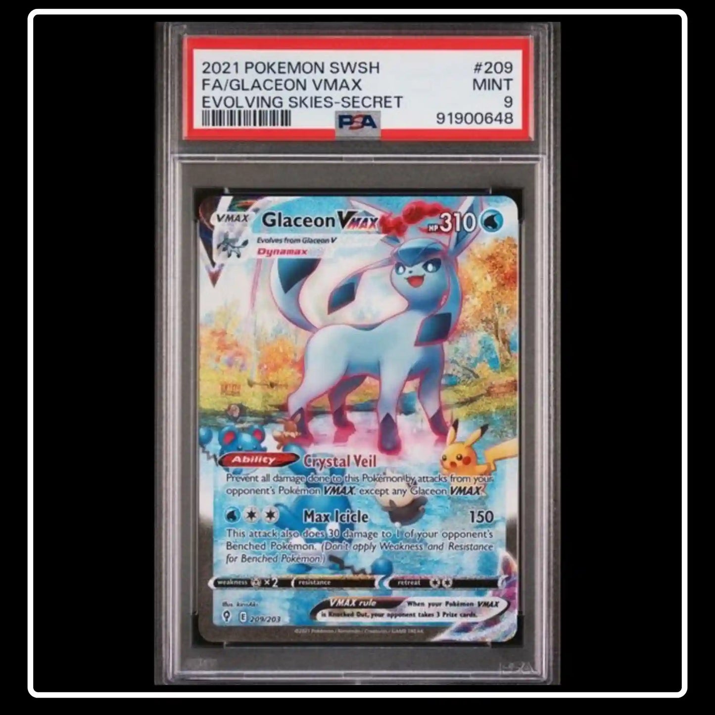 Glaceon VMAX Alternative Art 209/203 Pokemon Drachenwandel PSA 9