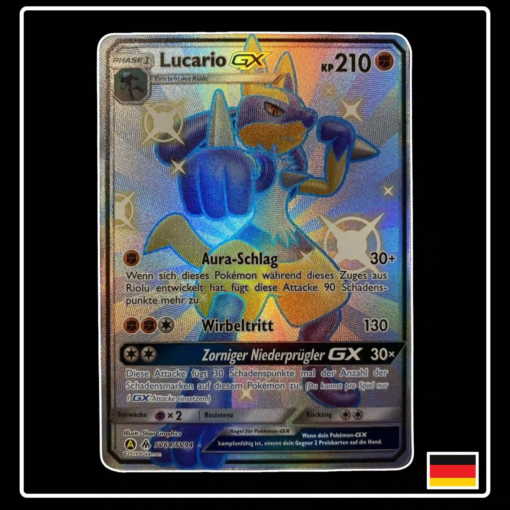 Lucario GX Shiny SV64 Pokemon Verborgenes Schicksal