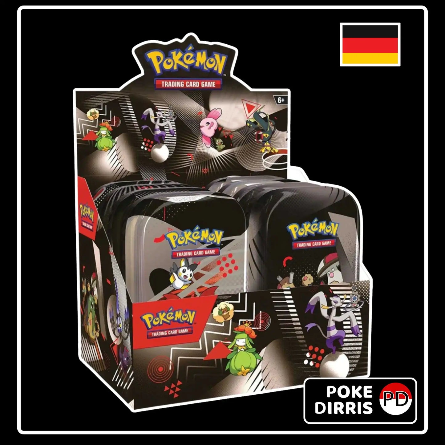 Pokemon Einall Mini Tin Display Schwarze Blitze & Weisse Flammen (DE)