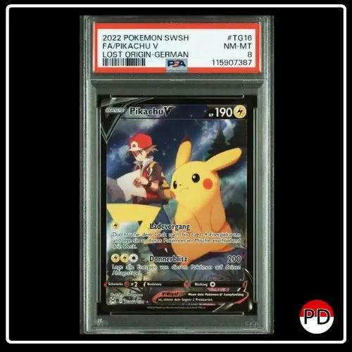 Pikachu V TG16/TG30 Pokemon Verlorener Ursprung PSA 8
