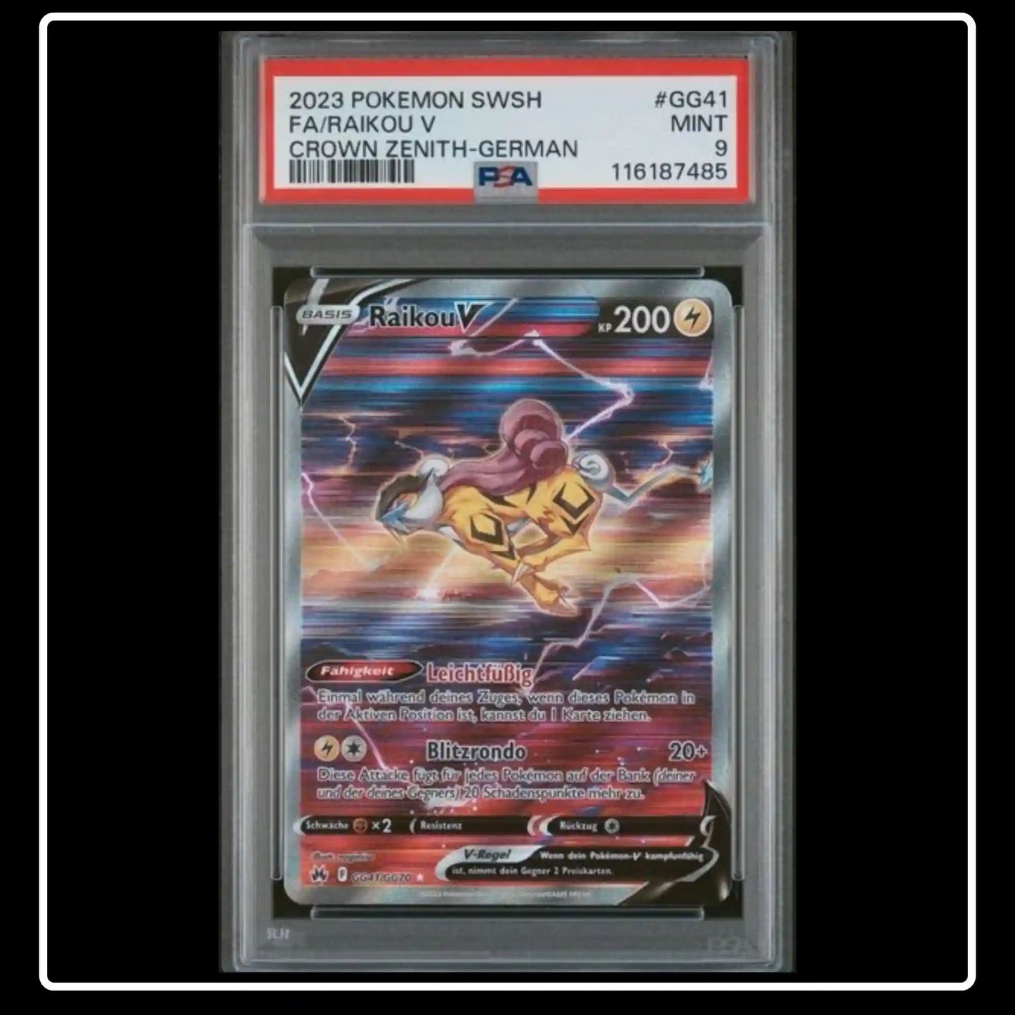 Raikou V Alternative Art GG41/GG70 Pokemon Zenit der Könige PSA 9