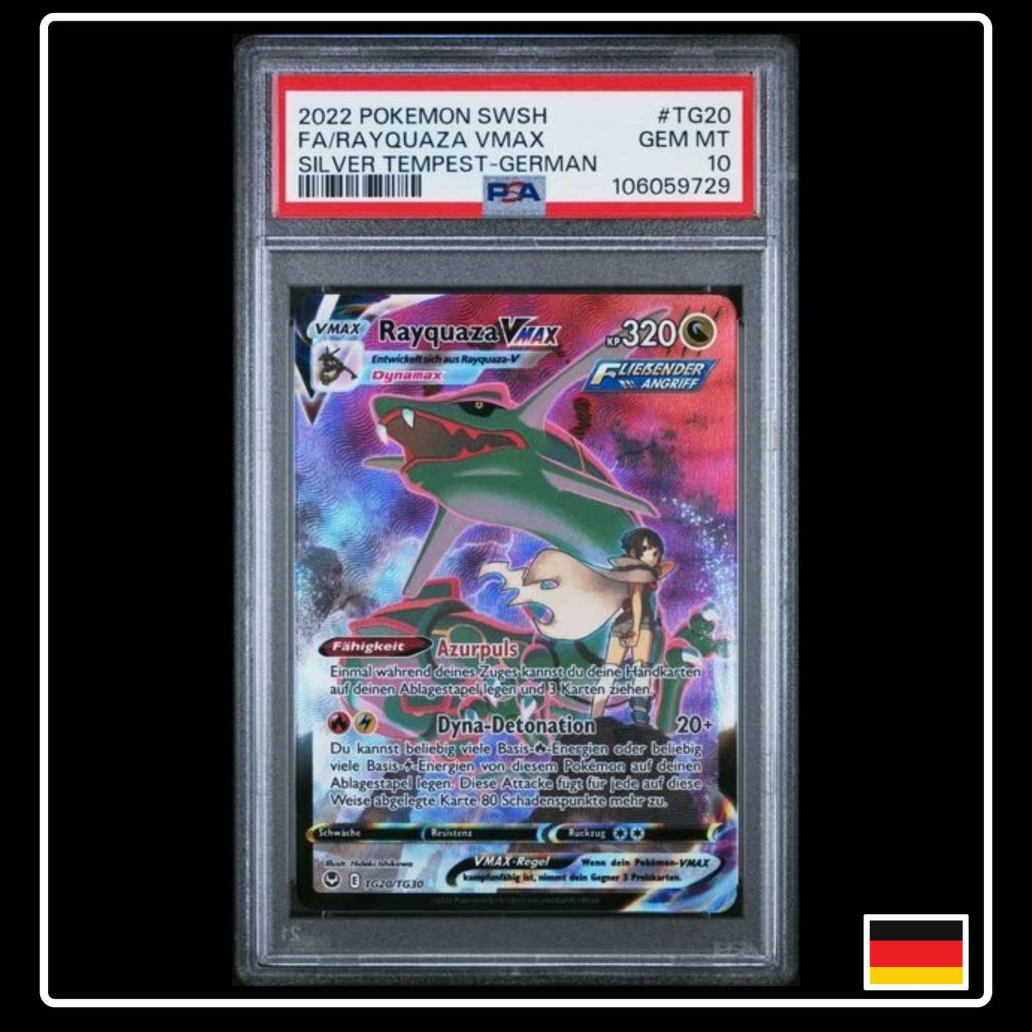 Rayquaza VMAX TG20/TG30 Silberne Sturmwinde PSA 10
