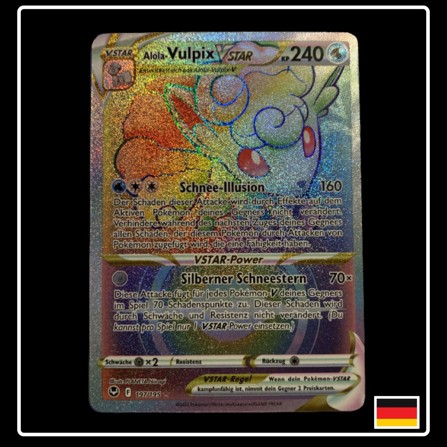 Alola-Vulpix VSTAR Rainbow Deutsch 197/195 Silberne Sturmwinde