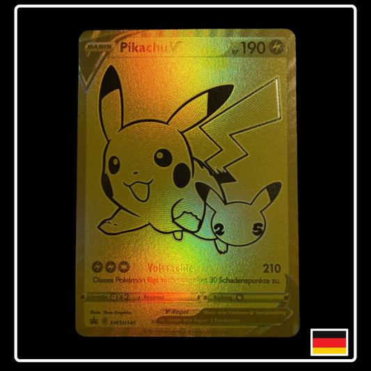 Pikachu V GOLD Deutsch SWSH145 Black Star Promo