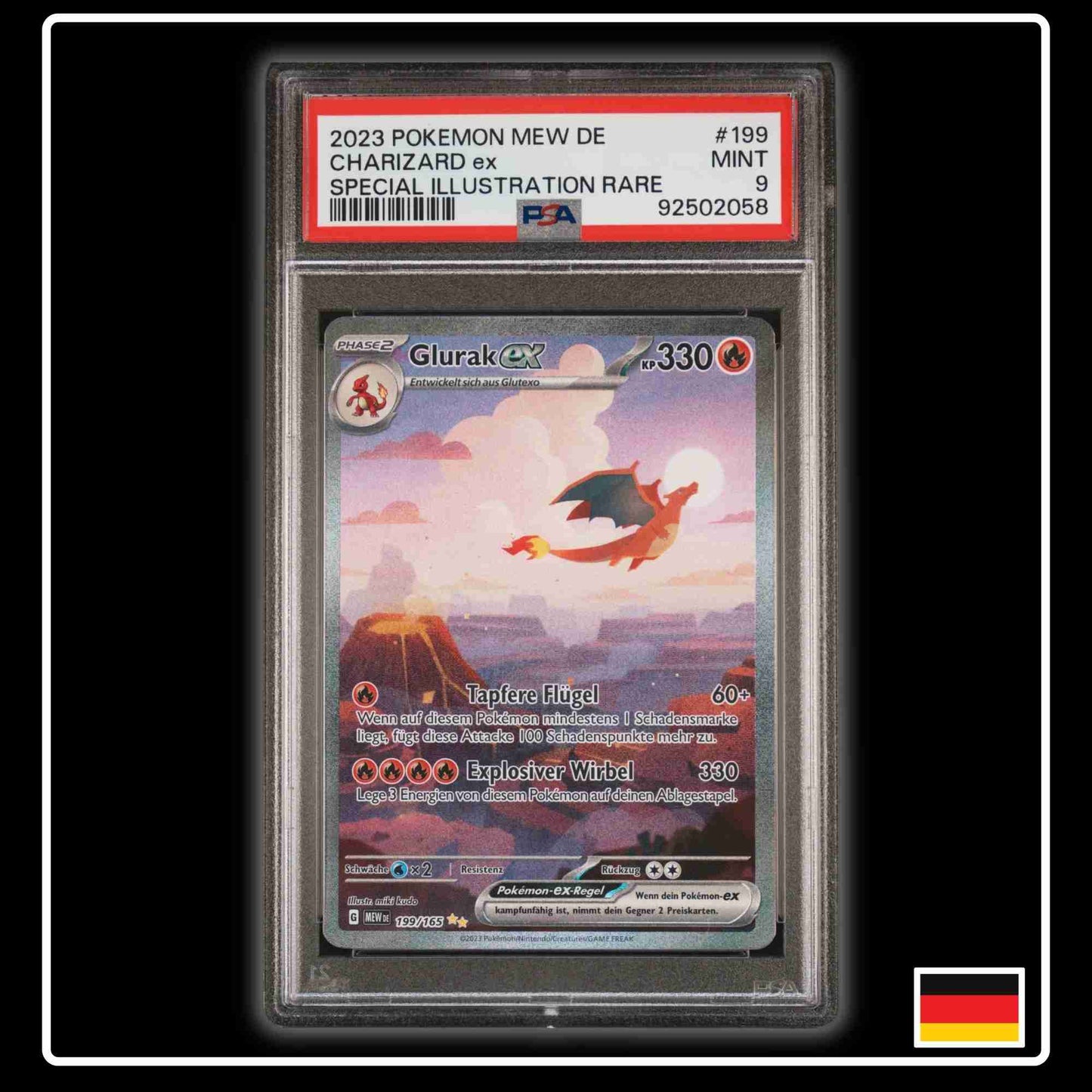 Glurak ex SIR 199/165 Pokemon 151 PSA 9