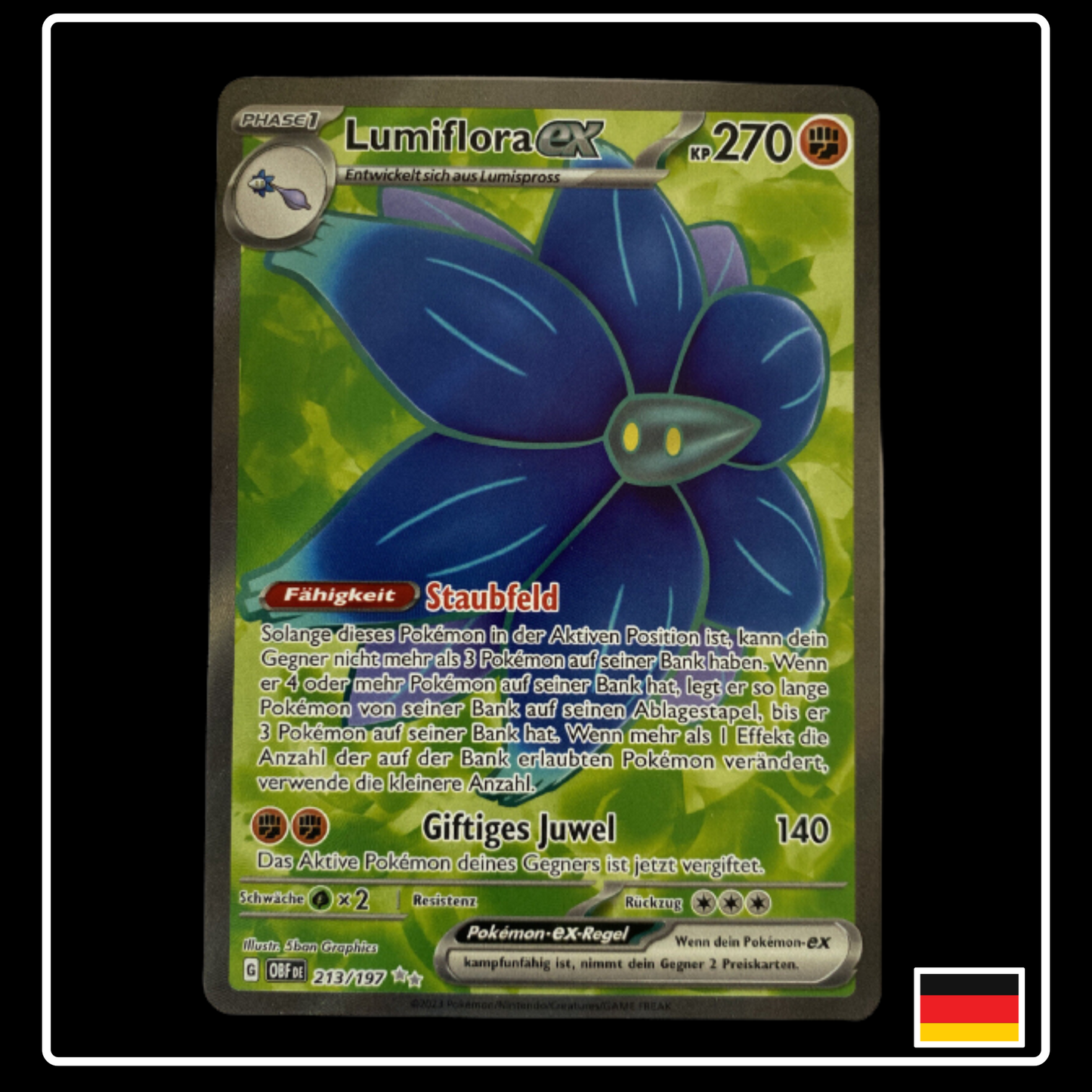 Lumiflora ex Full Art Deutsch 213/197 Obsidian Flammen