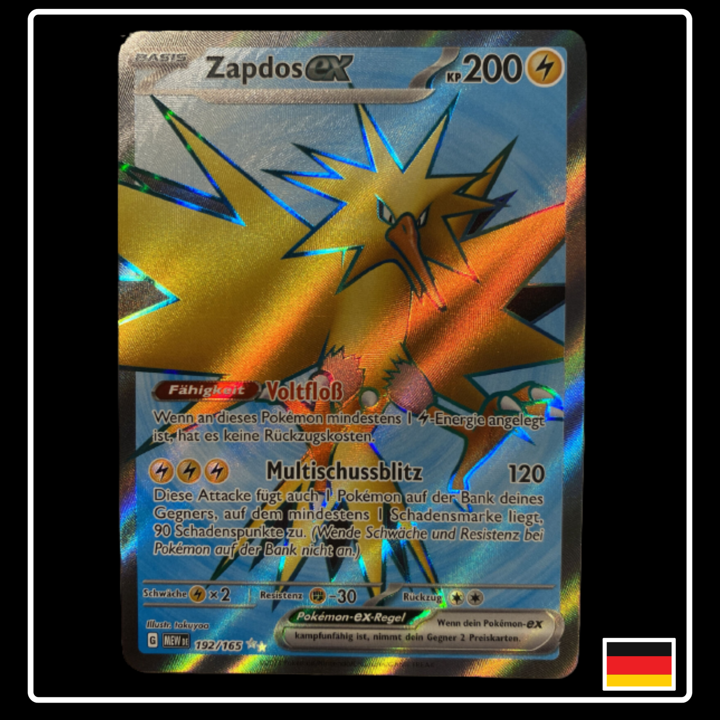 Zapdos ex Full Art Deutsch 192/165 Karmesin & Purpur 151