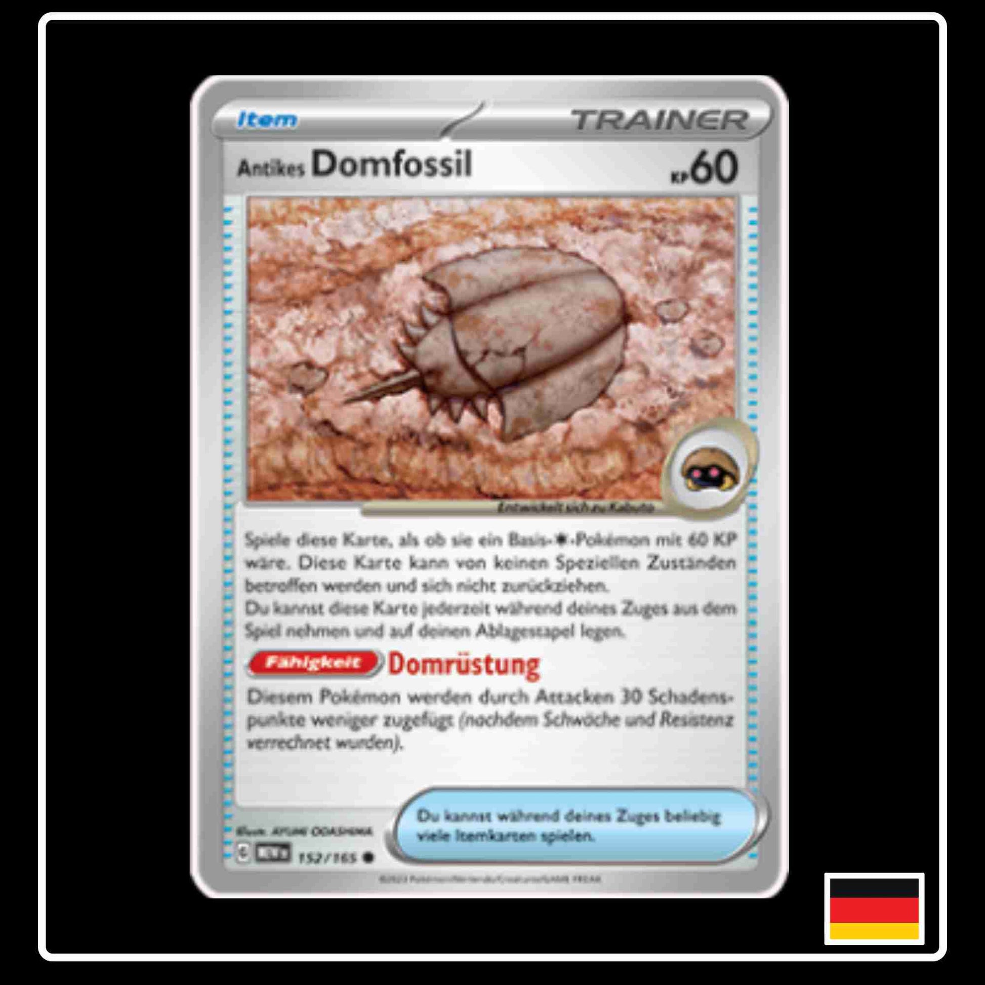 Antikes Domfossil 152/165 aus dem Pokemon Set Karmesin & Purpur 151 