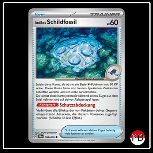 Antikes Schildfossil 080/086 Pokemon Schwarze Blitze