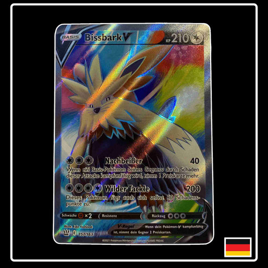 Pokemon Karte Bissbark V Full Art 157/163 aus dem Schwert & Schild Set Kampfstile