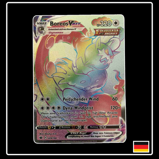 Pokemon Karte Boreos VMAX Rainbow 209/198 aus dem Schwert & Schild Set Schaurige Herrschaft