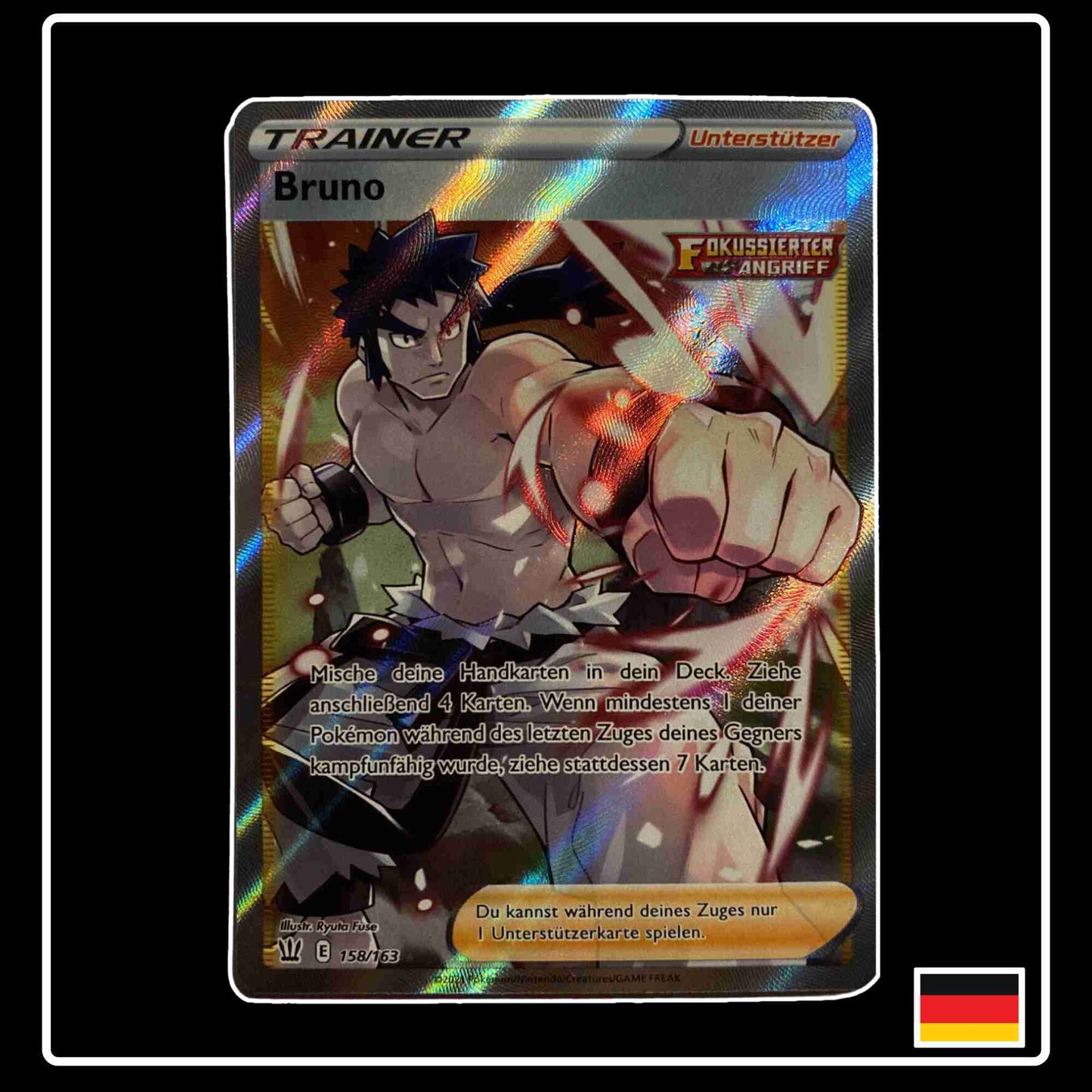 Pokemon Karte Bruno Full Art 158/163 aus dem Schwert & Schild Set Kampfstile