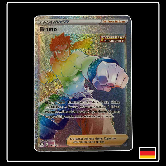 Pokemon Karte Bruno Rainbow 172/163 aus dem Schwert & Schild Set Kampfstile