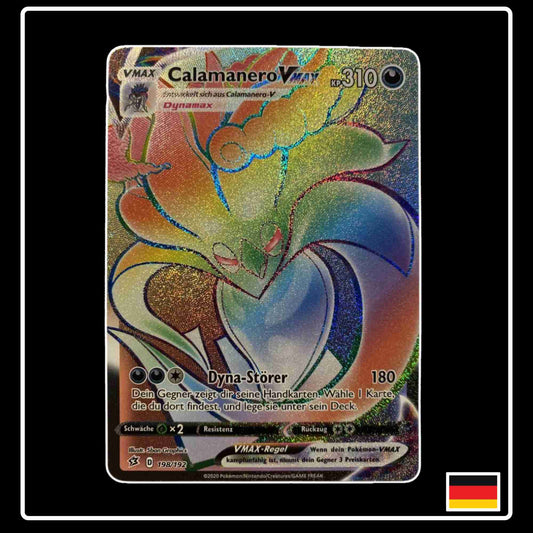 Pokemon Karte Calamanero VMAX Rainbow 198/192 aus dem Schwert & Schild Set Clash der Rebellen