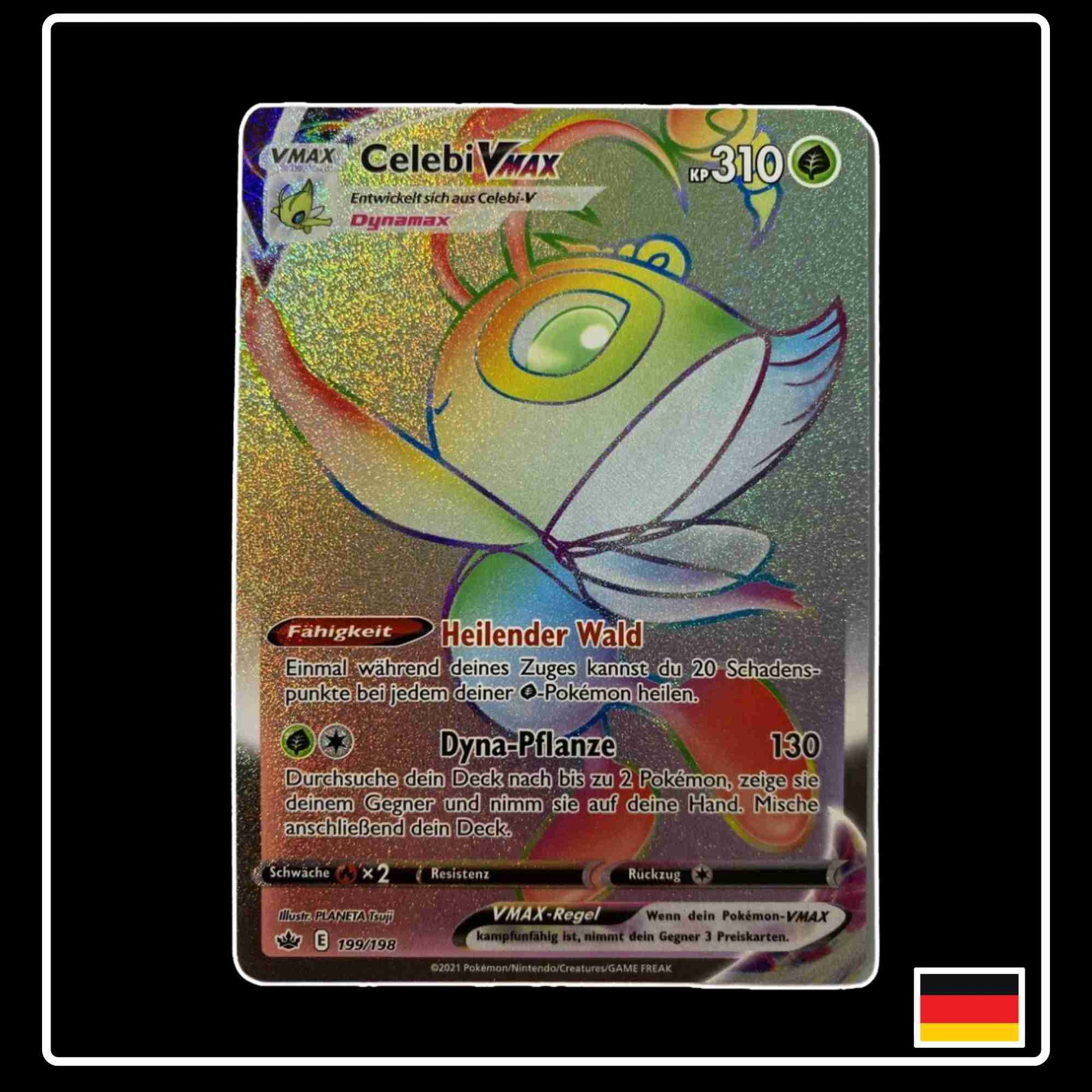 Pokemon Karte Celebi VMAXRainbow 199/198 aus dem Schwert & Schild Set Schaurige Herrschaft