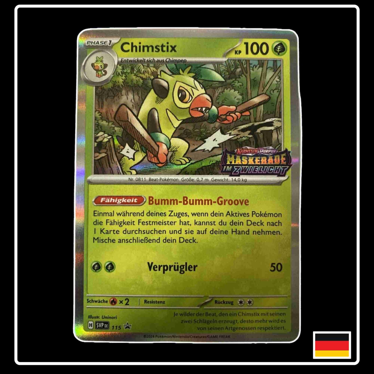 Chimstrix Promo SVP DE 115 Pokemon Karte aus dem Karmesin & Purpur Set Maskerade im Zwielicht