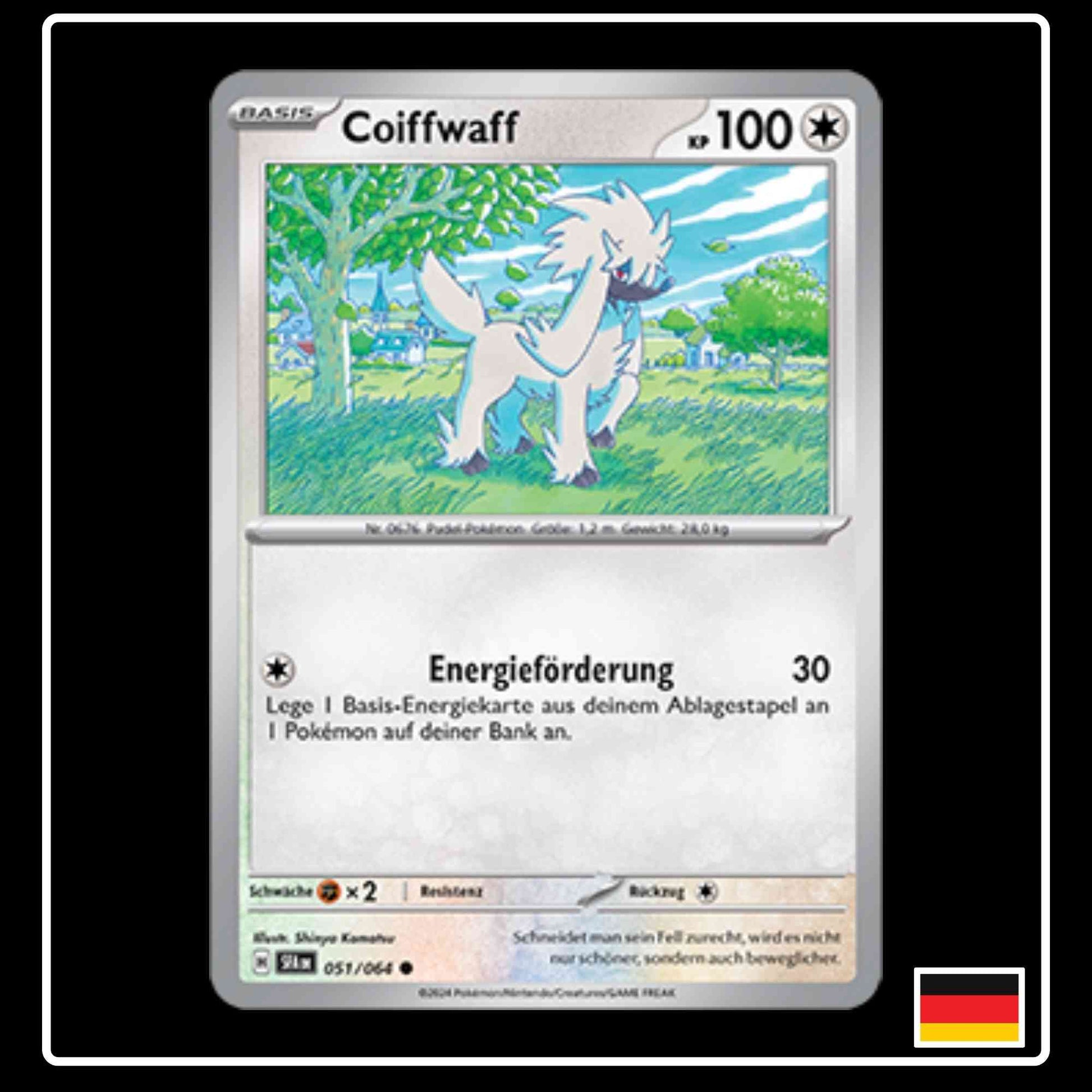 Coiffwaff 051/064 Pokemon Karte aus Karmesin und Purpur Nebel der Sagen