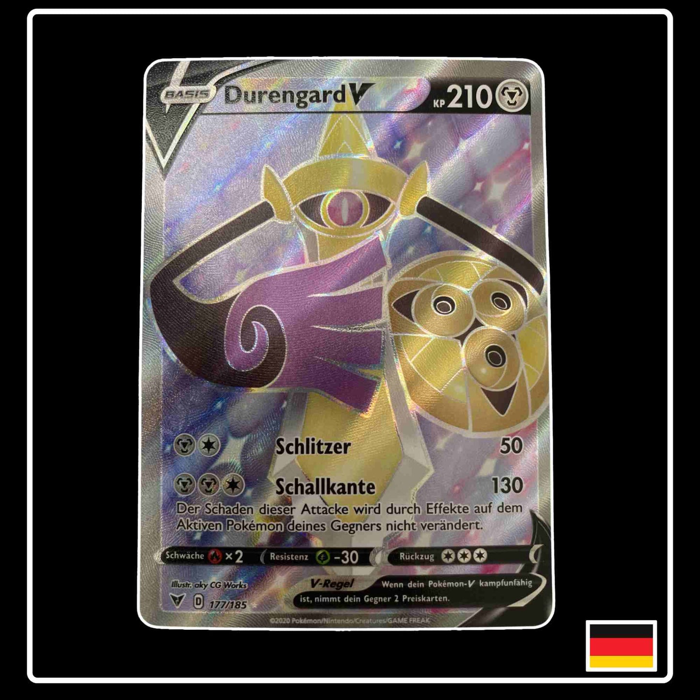 Pokemon Karte Durengard V Full Art 177/185 aus dem Schwert & Schild Set Farbenschock