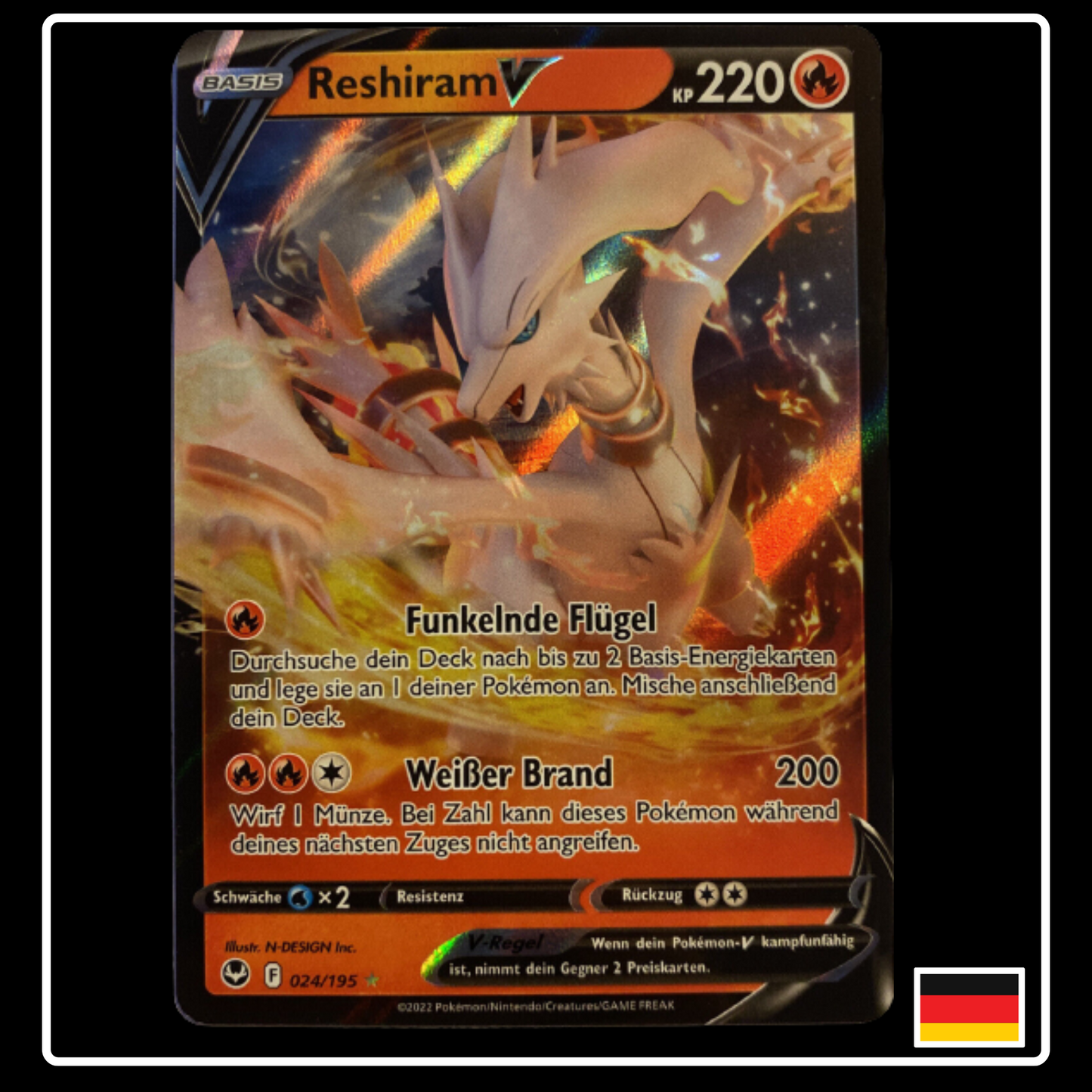 Reshiram V Deutsch 024/195 Silberne Sturmwinde