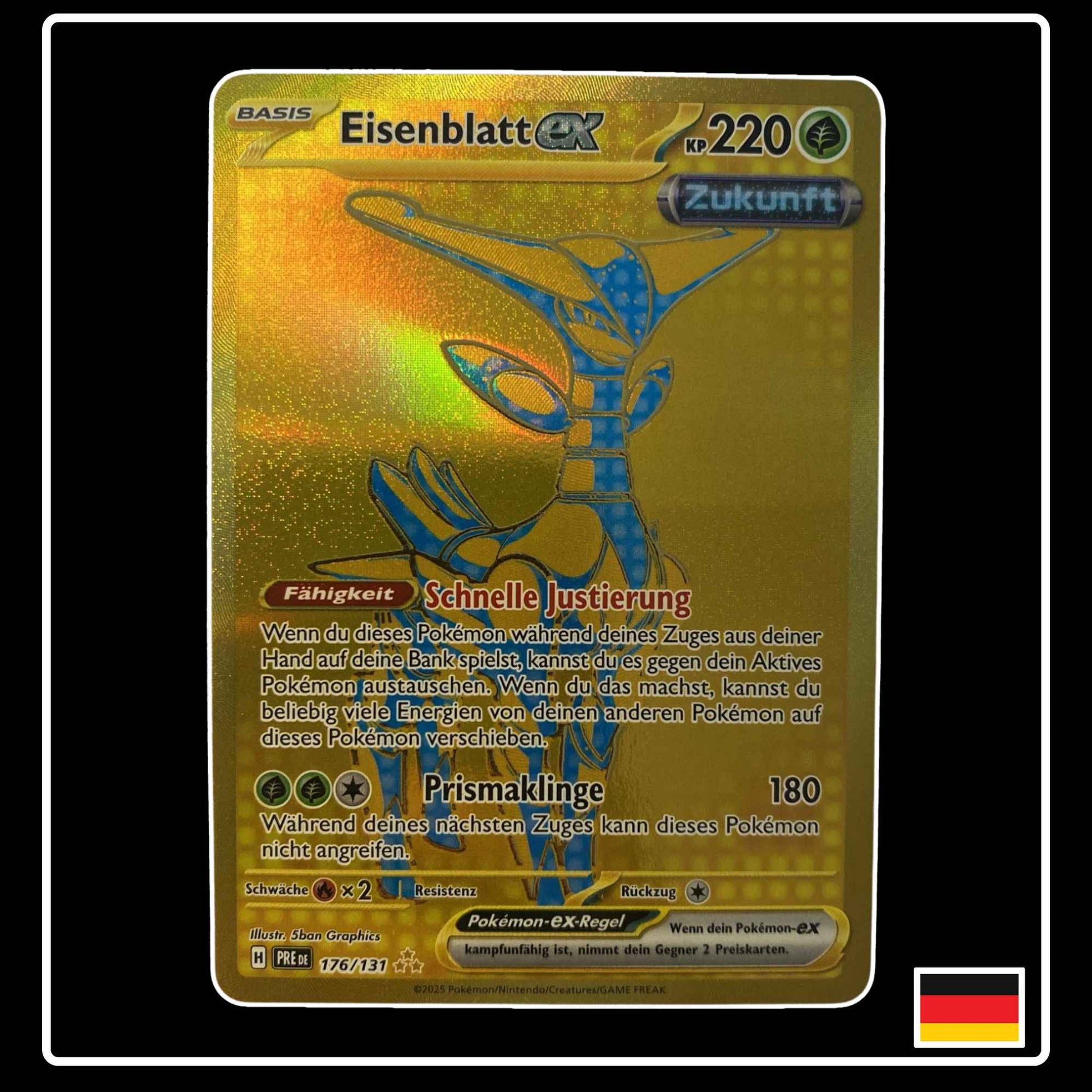 Eisenblatt GOLD Hyper Rare Pokémon Karte – Prismatische Entwicklungen, Deutsch, holografisch, selten